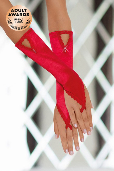 Перчатки атласные, красные, S/L