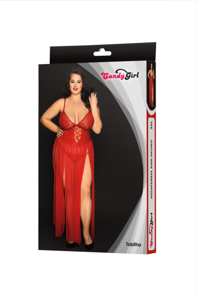 Комбинация и стринги Candy Girl Tabitha красные, 2XL